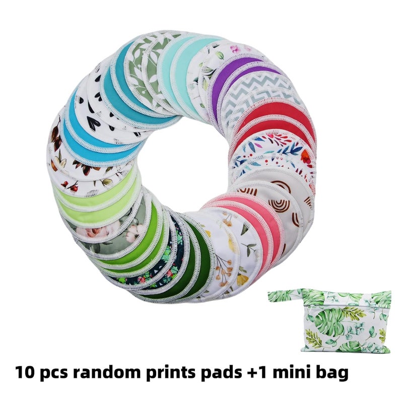 Asenappy 8 pcs(4 Pairs) Random Prints Breast Pads for Nursing Mothers, Reusable and Washable with 1 Bag(8 pcs randomprints with1 Bag) - Image 3